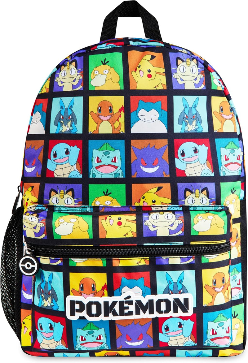 Pokemon Kids Backpack with Water Bottle Pocket for School, Sports, Travel - Anime Gifts - Multicolour