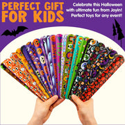 JOYIN Halloween Slap Bracelets Party Favors for Kids - 100 Pcs Friendship Bracelets Halloween Party Supplies and Decorations Snap Bracelets with Halloween Classies Pattern