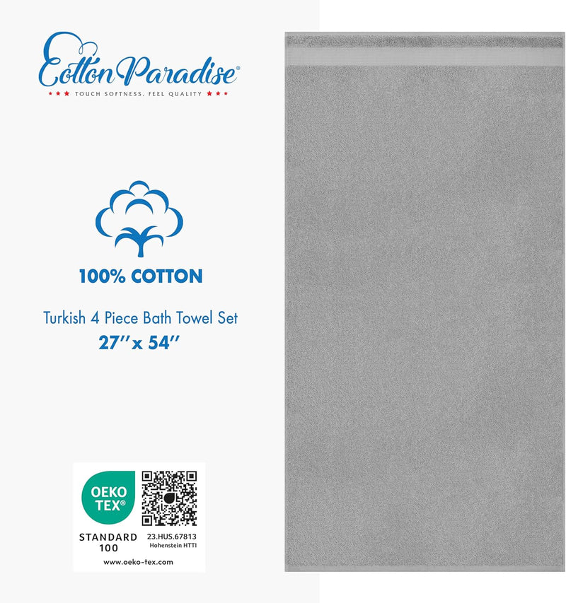 Cotton Paradise Hotel & Spa Quality, Absorbent and Soft Decorative Kitchen and Bathroom Sets, 6 Piece Turkish Towel Set, Includes 2 Bath Towels, 2 Hand Towels, 2 Washcloths, Charcoal Grey