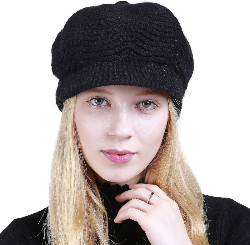 Muryobao Women's Winter Warm Slouchy Cable Knit Beanie Skull Hat with Visor