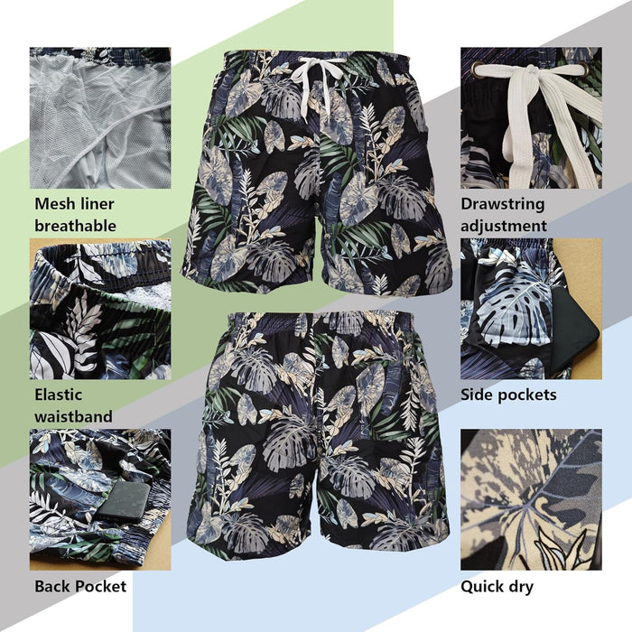 Sun Ora Men's Swim Trunks Quick Dry Swimming Shorts,Mesh Layer Swim Suit Beach Surfing Shorts with Mesh Pockets