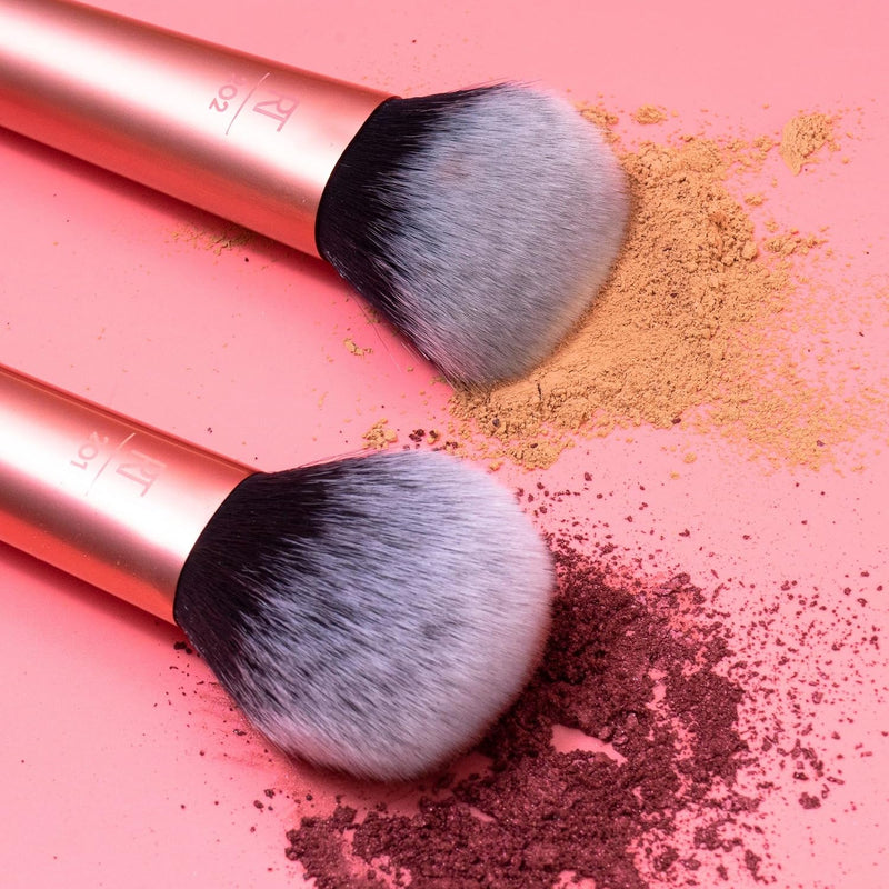 REAL TECHNIQUES Seamless Complexion Makeup Brush, Four Foundation, Primer, And Moisturizer, Makeup & Skincare Face Brush, Streakfree And Natural Finish, Orange, 1 Count