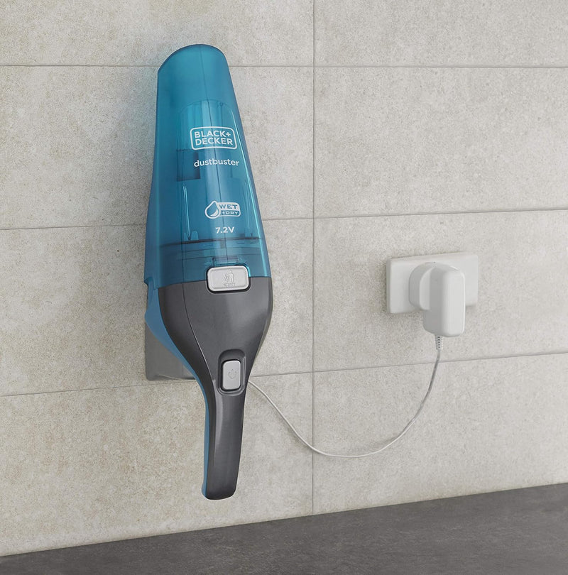 Cordless Dustbuster Handheld Wet & Dry Vacuum Cleaner, 7.2 V 1.5 Ah Li-Ion Battery With Charger Base, 385 ml, 14 Air Watts Suction Power, Blue - Wdc215Wa-B5