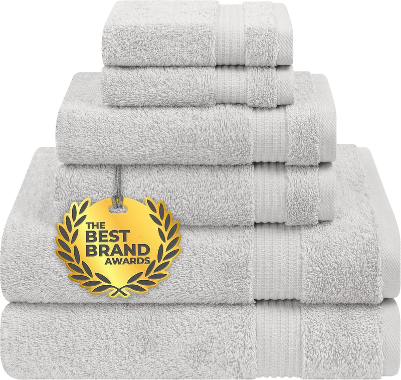 Cotton Paradise Hotel & Spa Quality, Absorbent and Soft Decorative Kitchen and Bathroom Sets, 6 Piece Turkish Towel Set, Includes 2 Bath Towels, 2 Hand Towels, 2 Washcloths, Charcoal Grey