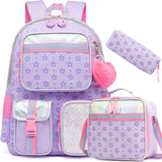 girls F00198 backpack - Star Purple 3pcs