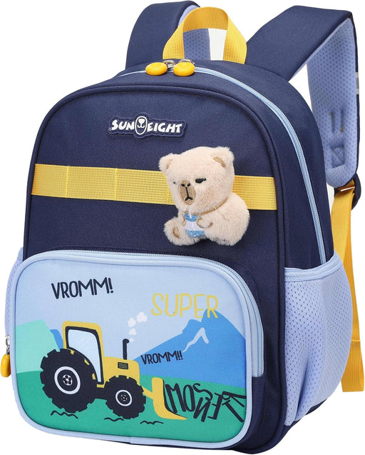 Premium 12-inch Light Weight School Backpack Water Resistant Polyester Cute Dinosaur Cartoon Daypack for Boys and Girls, SE22248 - Navy