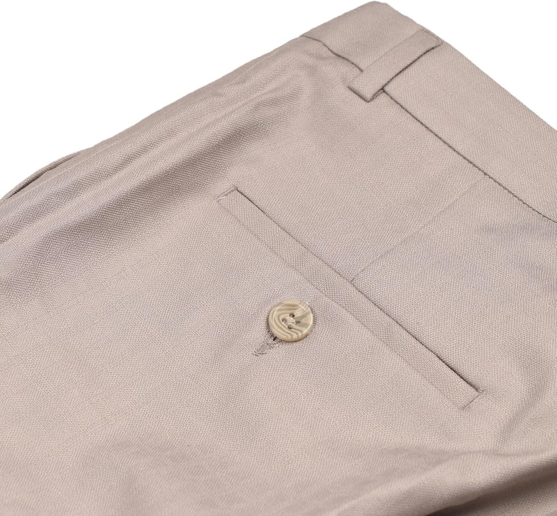 Linen Blend Slim Fit Formal Trousers for Men, Size: 35, Beige