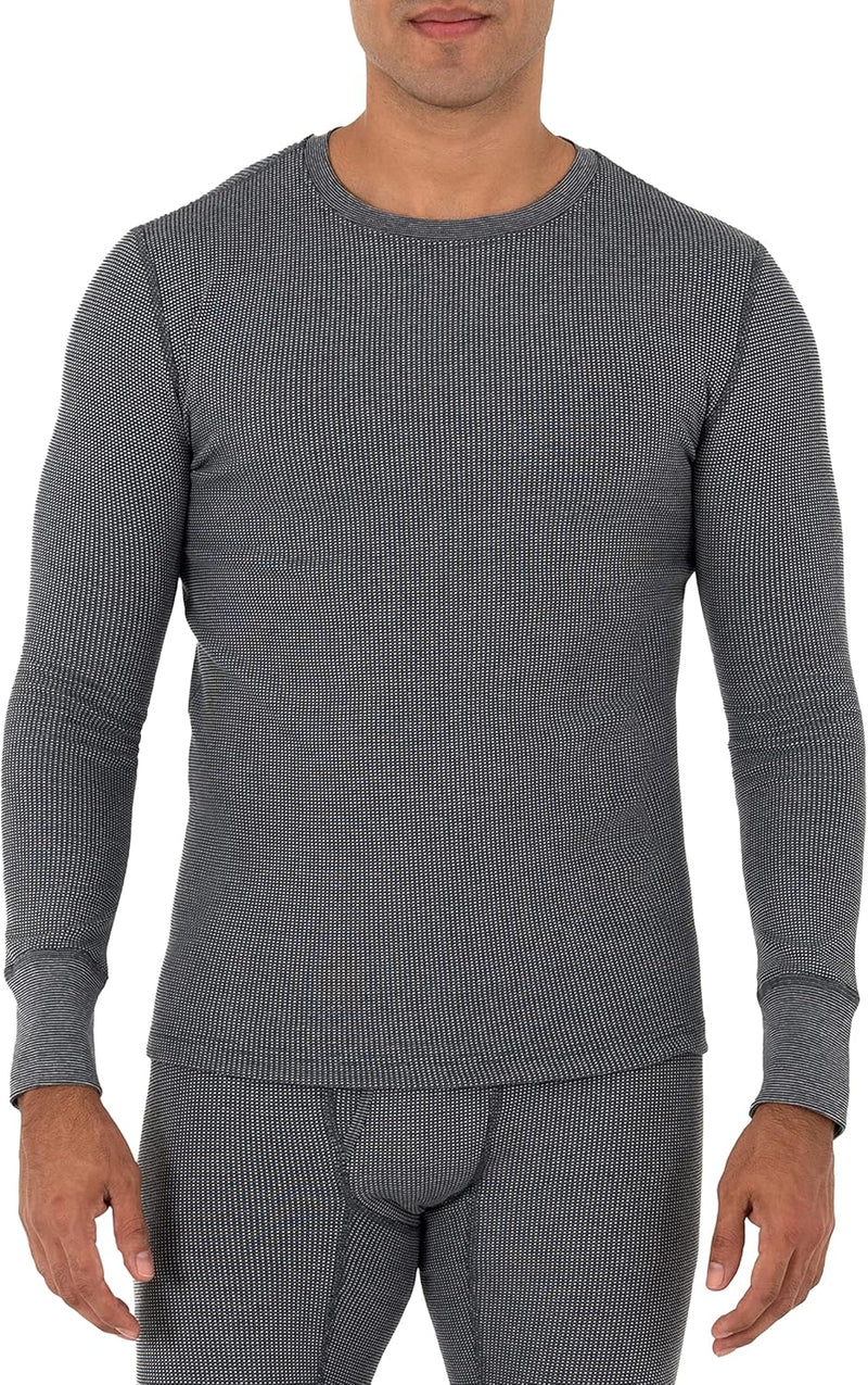 Men's Recycled Waffle Thermal Underwear Crew Top (1 and 2 Packs) Pajama Top - Greystone Heather