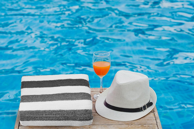 Bliss Casa Oversized Beach Towels (2 Pack, 90x180 cm) - Extra Large 100% Cotton Summer Pool Cabana Stripe Highly Absorbent & Soft Towel (Beach Towel - 2PC, Blue)