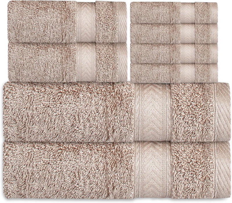 Cannon Bath Towel, 70x140 cm, 8 Piece Set, 2 Piece of 70x140cm bath towel, 2 Piece of 41x71cm Hand Towel & 4 Piece of 33x33cm Wash Cloth,100% Cotton for Bathroom, Spa & Gym (LINEN)