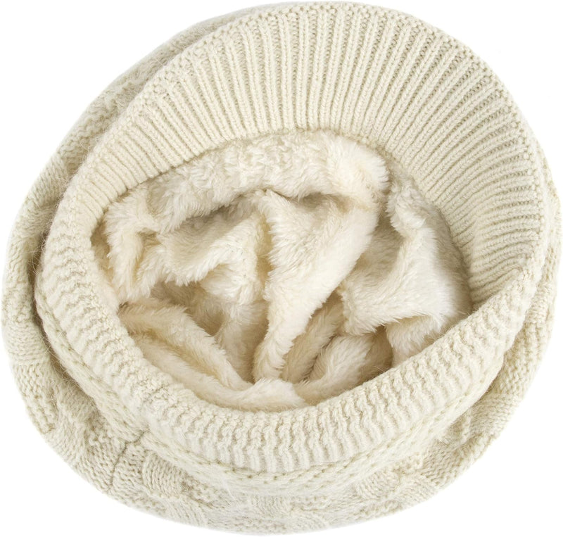 Muryobao Women's Winter Warm Slouchy Cable Knit Beanie Skull Hat with Visor