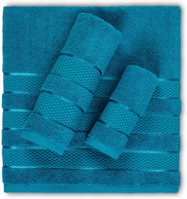 6 Piece Towel Set Luxury Hotel Quality 600 GSM 100% Turkish Genuine Cotton, 2 Bath Towels, 2 Hand Towels, 2 Washcloths, Super Soft & Absorbent - (Bright White, 6 Piece Towels)