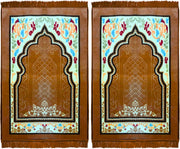 FEELINGS Prayer Mat Soft and Comfortable Islamic Janamaz Foldable & Portable Design Premium Quality Prayer Rug for Home, Mosque, or Travel - 70x110 cm (BLACK 4) - Beige 110 x 70 cm (Rectangular) (Pack of 2)