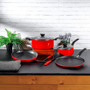 Delcasa 8Pc Nonstick Cookware Set Casserole+ Lid, Sauce pan+ Lid, Frypan, Dosa Tawa, 2pcs nylon tool