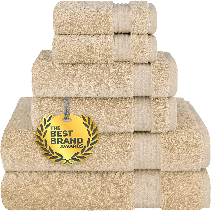 Cotton Paradise Hotel & Spa Quality, Absorbent and Soft Decorative Kitchen and Bathroom Sets, 6 Piece Turkish Towel Set, Includes 2 Bath Towels, 2 Hand Towels, 2 Washcloths, Charcoal Grey