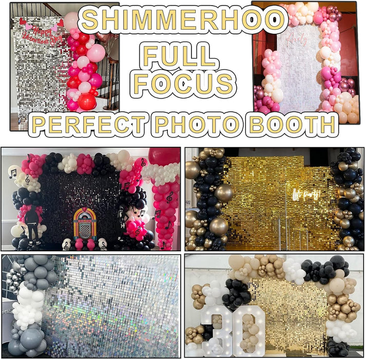 SHIMMERHOO Black Shimmer Wall Backdrop Panels Square Sequin Shimmer Backdrop, Wall Decor for Birthday, Anniversary Wedding Decoration (Black, 6ft x 3ft)