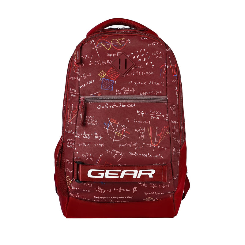 Gear Calculus 34L Large Water Resistant School Bag with Rain Cover/Kids Bag/Casual Backpack/Daypack/Travel Backpack/College Bag for Boys/Men (Maroon)