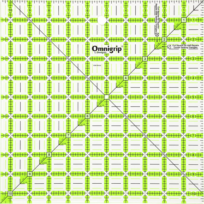 Omnigrid Non-Slip Ruler, 5" Square Sewing and Quilting Supplies - Square 10-Â½" x 10-Â½"