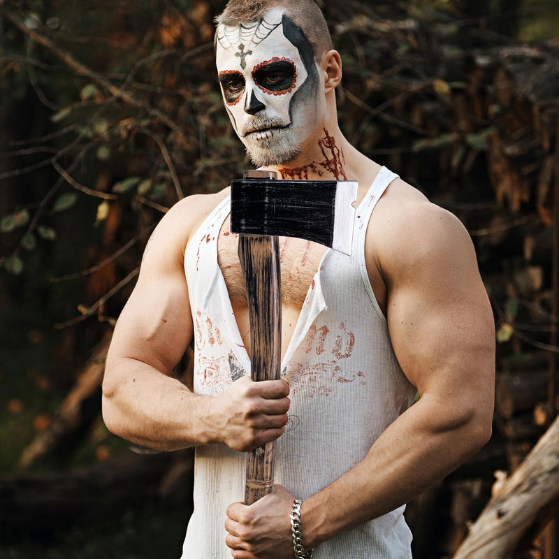 Spooktacular Creations 27" Halloween Realistic Plastic Felling Axe, Scary Toy Weapons, Fake Plastic Toy Axes for Women Men Halloween Costume Cosplay Party Props Accessories Brown