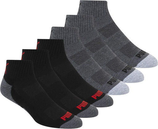 mens 6 Pack Quarter Crew Socks Men's Socks (pack of 6) - Dark Grey/Black