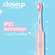 closeup Sonic Expert Pink Rechargeable Toothbrush, Waterproof, with 8x Plaque Removal Power, Whitens and Cleans, Suitable for Sensitive Teeth, 1pack