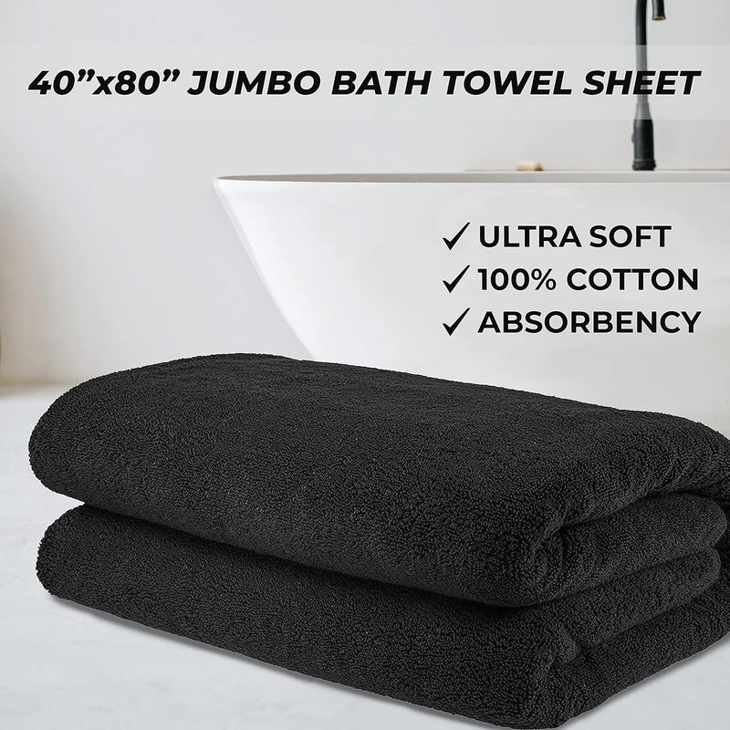 Cotton Paradise Hotel & Spa Quality, Absorbent and Soft Decorative Kitchen and Bathroom Sets, 6 Piece Turkish Towel Set, Includes 2 Bath Towels, 2 Hand Towels, 2 Washcloths, Charcoal Grey