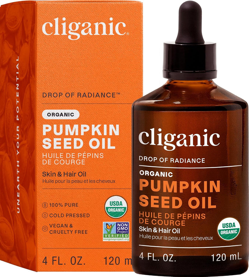 Organic Pumpkin Seed Oil, 100% Pure - For Face & Hair Natural Cold Pressed Unrefined