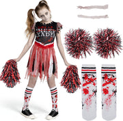 Spooktacular Creations Girls Scary Bloody Cheerleader Costume, Zombie Cheerleader Costume for Halloween Parties - Black Red