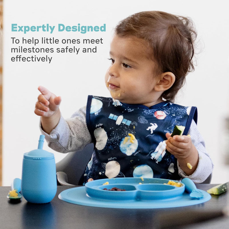 ez pz Ezpz Mini Cup + Straw Training System (Blush) - 100% Silicone Training Cup For Infants + Toddlers - Designed By A Pediatric Feeding Specialist - 9 Months+