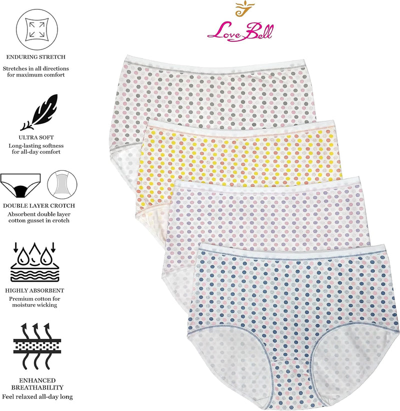 Premium Cotton Four-way stretch Panties - MULTIPACK - Regular and Plus Sizes - Classic Briefs for Women