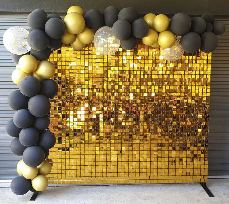 FlavorThings Easy Setup 24 Panels Light Gold Sequin Shimmer Wall Backdrop Panels for Party Decor for Wedding, Anniversary, Birthday, Engagement and Bachelorette Party (Light Gold, 24)