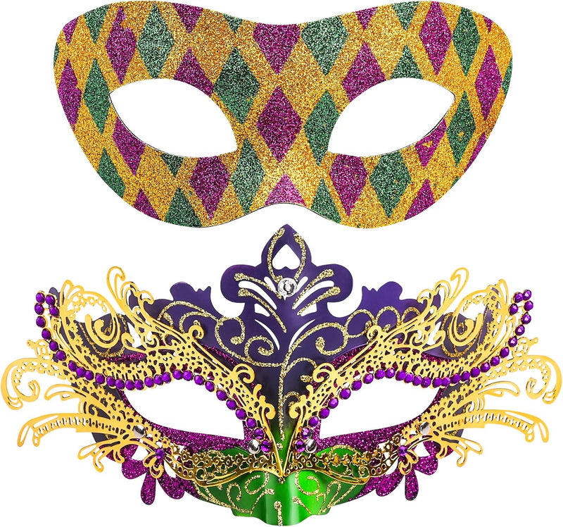 2 Stck Venezianische Maske Paar Maskerade Mask Venezianischen Maske Kostm Masken fr Damen Herren Halloween Karneval Party - Mardi Gras