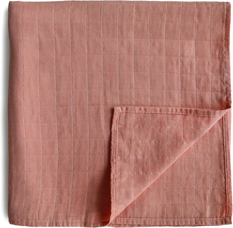 Organic Cotton Muslin Baby Blanket - Extra Soft Breathable Newborn Baby Blanket for Swaddling, Nursing & Cuddling - Pre-Washed for Delicate Skin Caramel Dots - Cedar