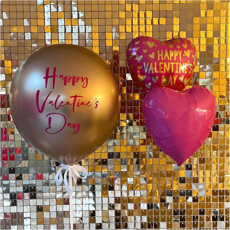 FlavorThings Easy Setup 24 Panels Light Gold Sequin Shimmer Wall Backdrop Panels for Party Decor for Wedding, Anniversary, Birthday, Engagement and Bachelorette Party (Light Gold, 24)