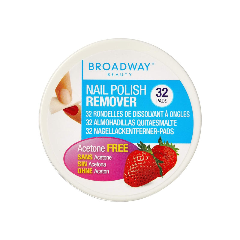 Broadway nail polish remover pads, strawberry scented 36b, 32 Pads ,Pack of 1