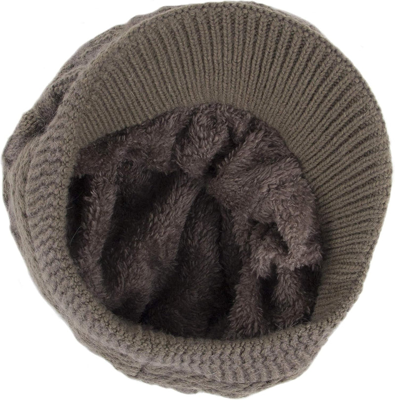 Muryobao Women's Winter Warm Slouchy Cable Knit Beanie Skull Hat with Visor