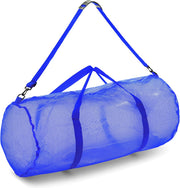 Mesh Duffle Bag with Zipper and Adjustable Shoulder Strap, 15 x 36 - Multipurpose, Oversized Gym Bag for Equipment, Sports Gear, Laundry - Breathable Mesh Scuba and Travel Bag - Royal Blue 15" x 36"