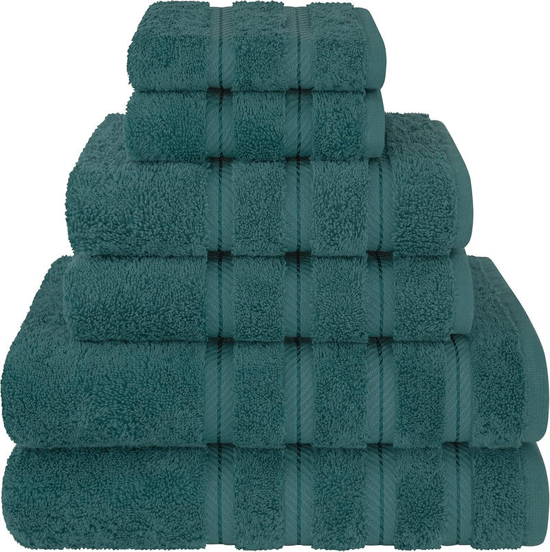 American Soft Linen GMSD 6-Piece 100% Turkish Genuine Cotton Premium & Luxury Towel Set for Bathroom & Kitchen, 2 Bath Towels, 2 Hand Towels & 2 Washcloths [Worth $72.95] - Rockridge Grey