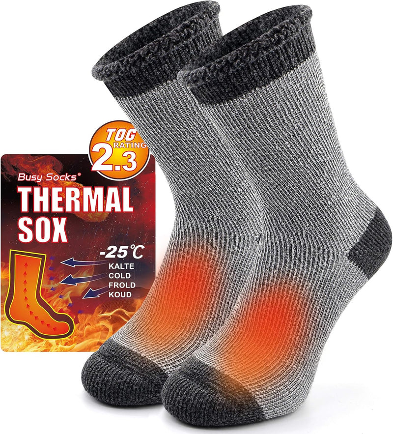 Unisex Thermal Sox by Busy Socks - Dark Grey, 1 Pair