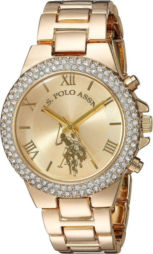 U.S. Polo Assn. Women's Quartz Watch, Analog Display, Gold Plated Strap, Watch USC40032