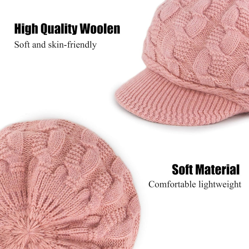 Muryobao Women's Winter Warm Slouchy Cable Knit Beanie Skull Hat with Visor