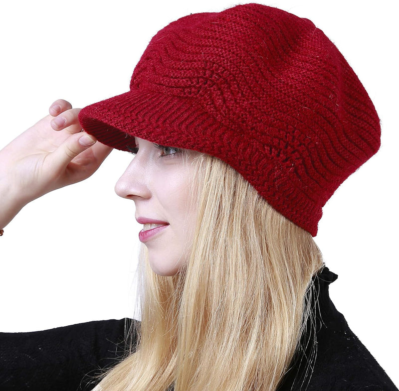 Muryobao Women's Winter Warm Slouchy Cable Knit Beanie Skull Hat with Visor