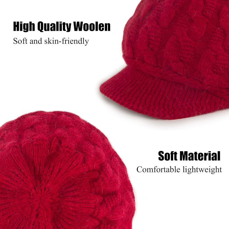 Muryobao Women's Winter Warm Slouchy Cable Knit Beanie Skull Hat with Visor