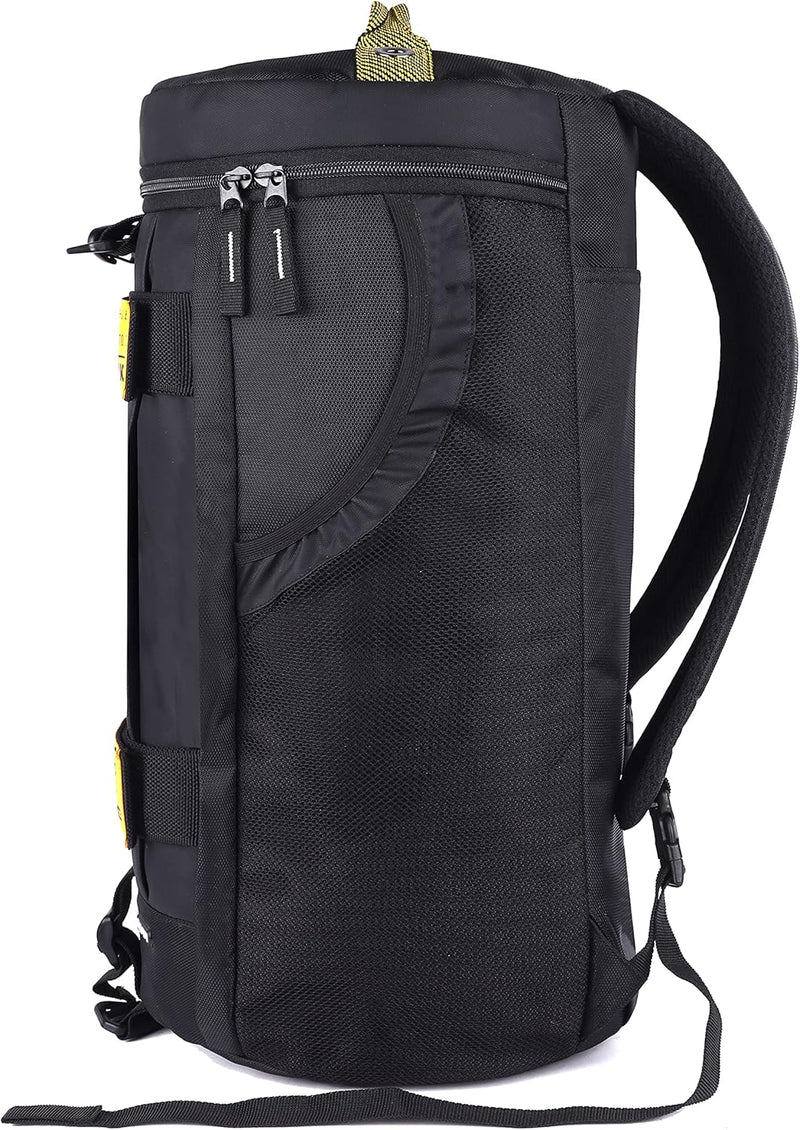 Statement Maxis 33L Large Hybrid Duffle Backpack/Travel Duffle Bag/Sports Duffle/Gym Bag for Men/Women (Black-Yellow)