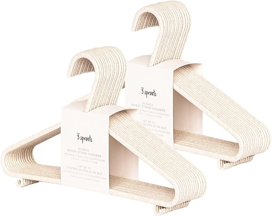 3 Sprouts Baby Wheat Straw Plastic Clothes Hangers - Pack of 30 - Speckled Gray