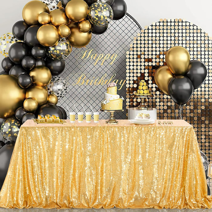 B-COOL Black Sequin Backdrop Curtain Glitter - Halloween Black Backdrop 2 Panels 4ftx8ft Curtain Drapes Shiny Background for Parties Shimmer Wall Backdrop Cloth