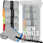 Microfiber Quick Dry Gym Towel, Silver ION Odor-Free Absorbent Fiber, Fast Drying, Men & Women Workout Gear for Body Sweat, Working Out, Towels - Heather Grey Medium Gym Towel (5 Pack)