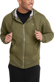 mens Powerblend Full-zip Hoodie Warm Up or Track Jacket (pack of 1) - Cargo Olive