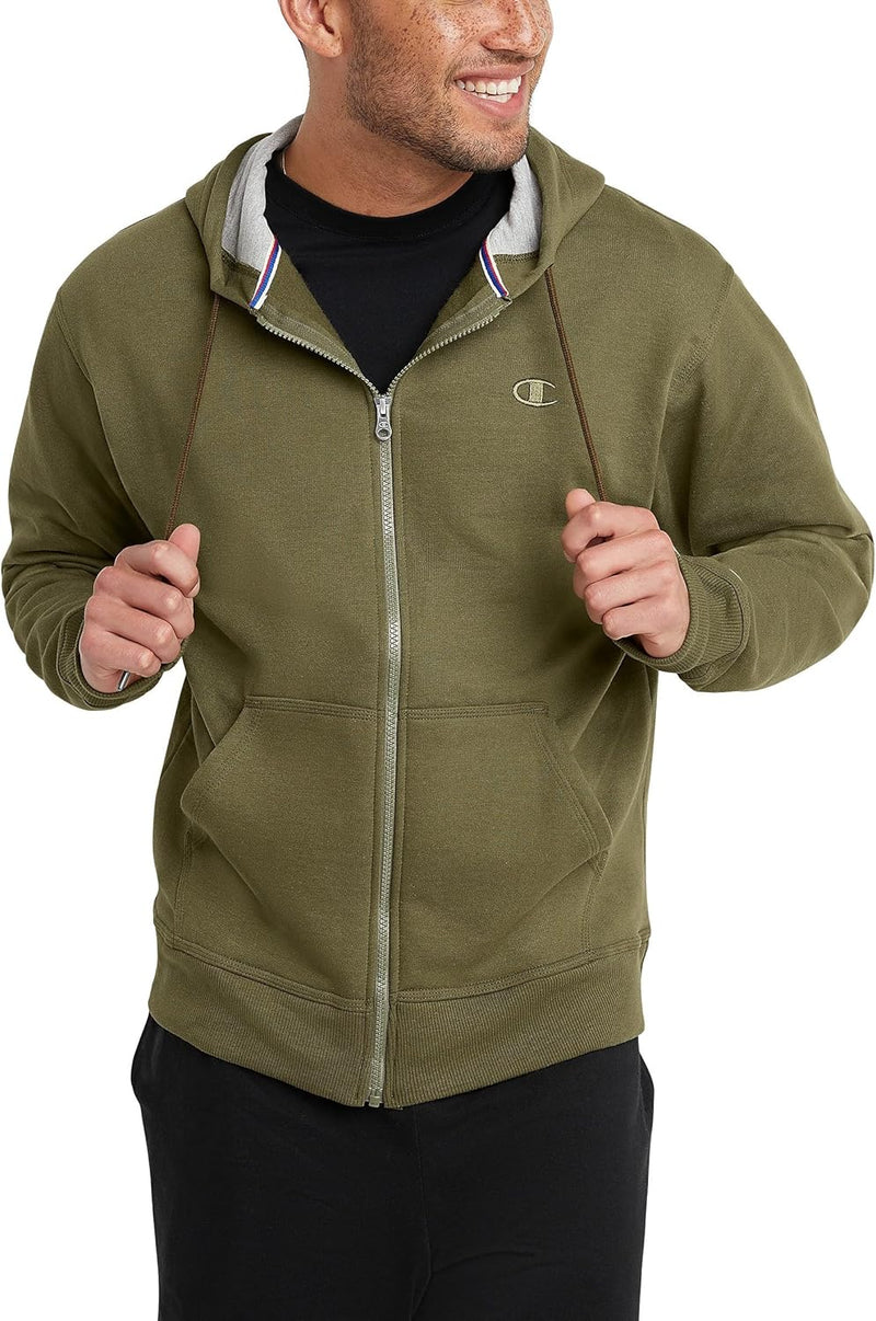 mens Powerblend Full-zip Hoodie Warm Up or Track Jacket (pack of 1) - Cargo Olive