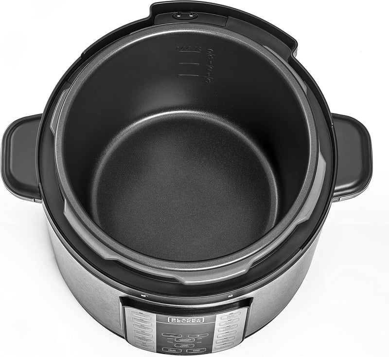 Black & Decker 1000W 6L Electric Pressure Cooker 7in1, With 12 Smart Programs 9 Safety Features Dishwasher Safe with Accessories, For Quick and Easy Meals PCP1000-B5 2 Years Warranty